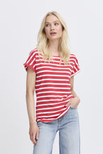 Load image into Gallery viewer, Pamila Striped Tee - Poinsettia Mix
