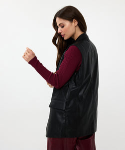 Vegan Leather Vest - Black