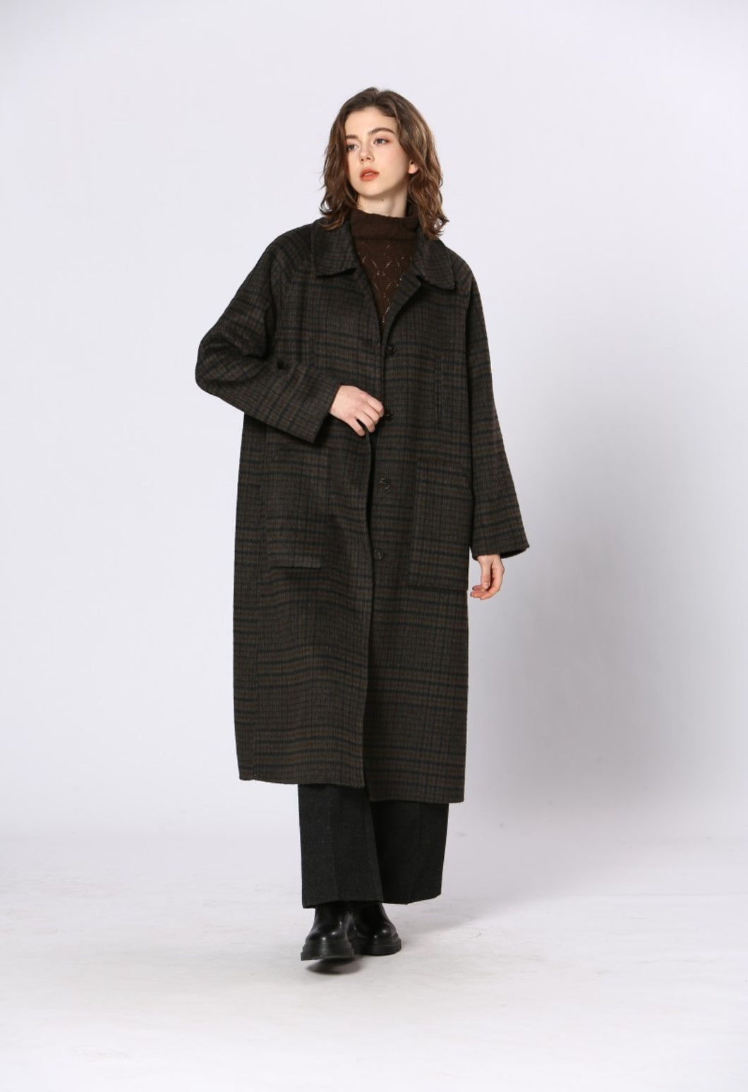 Long Plaid Coat