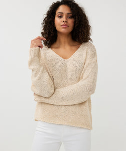 V-Neck Tape Yarn Knit