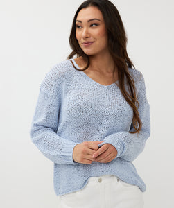 V-Neck Tape Yarn Knit