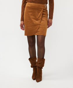 Overlap Suedine Skirt