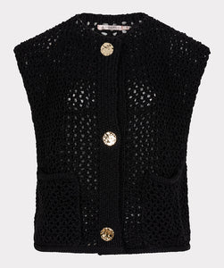 Cardigan Gilet with Buttons - Black