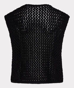 Cardigan Gilet with Buttons - Black