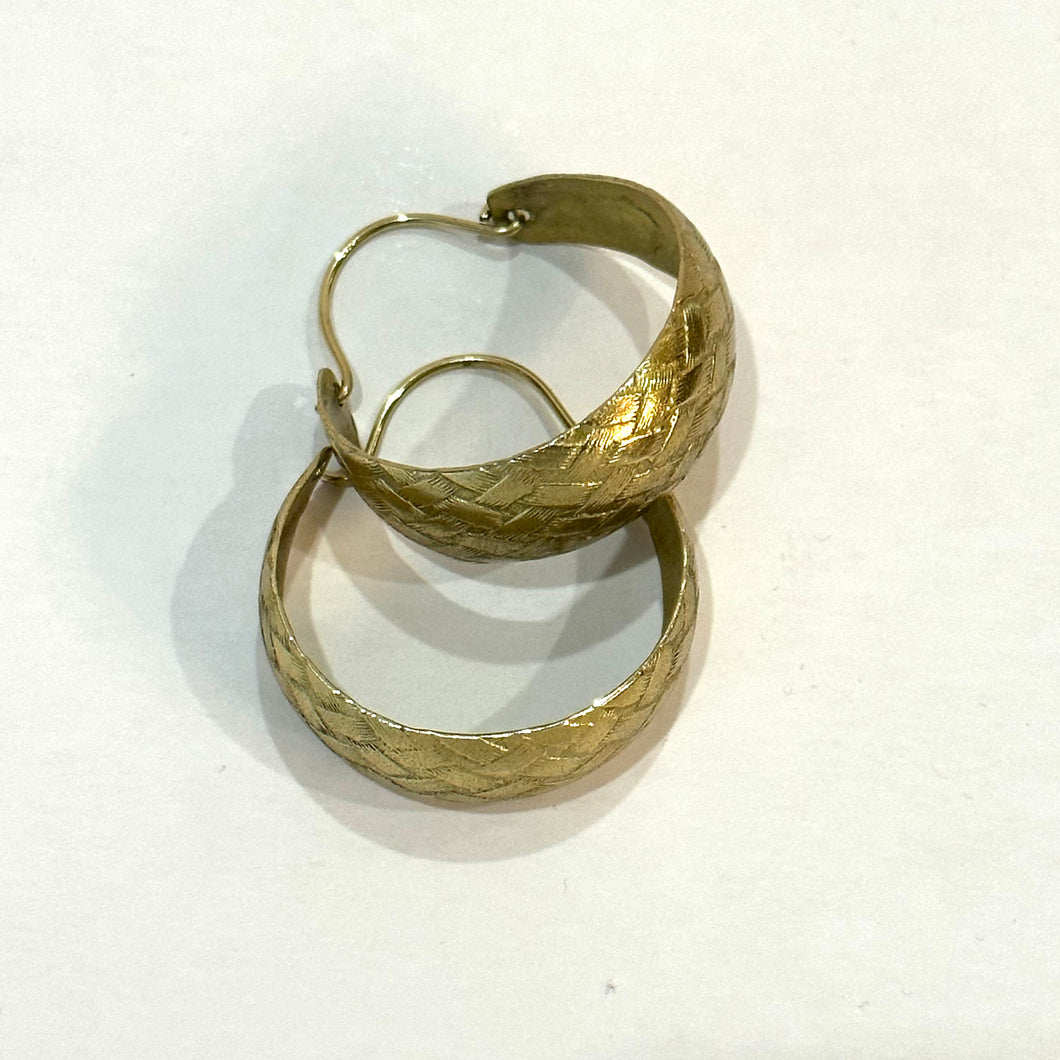 Large Basketweave Textured Hoop