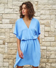 Load image into Gallery viewer, Crinkle V-neck Dress - Light Blue
