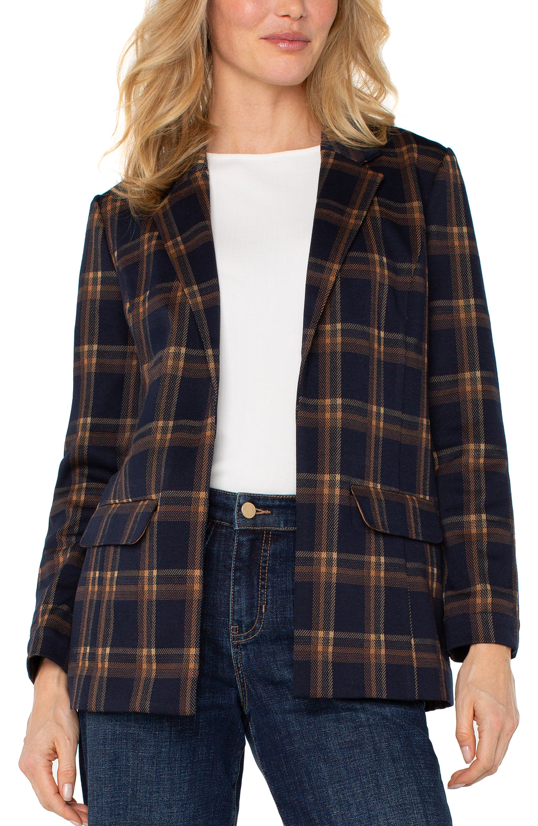 Liverpool Boyfriend Blazer - Navy and Toffee Plaid