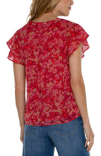 Load image into Gallery viewer, Floral Flutter Sleeve Blouse
