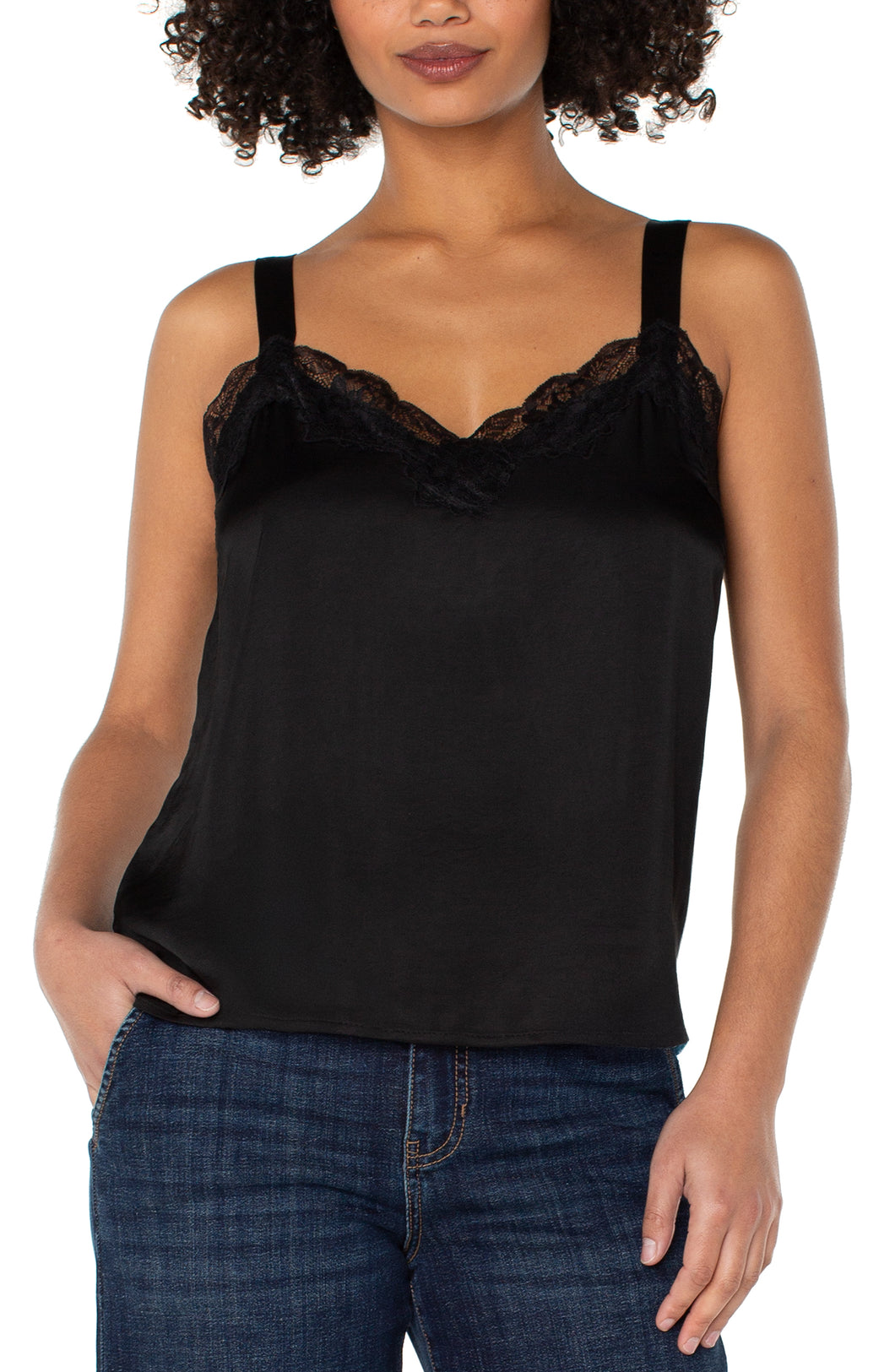 Satin Lace Trim Tank