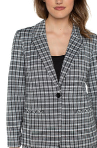 Fitted Blazer - Black and White Plaid