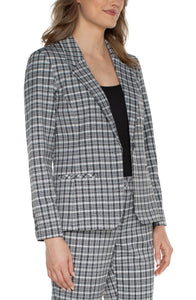 Fitted Blazer - Black and White Plaid