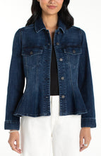 Load image into Gallery viewer, Fit and Flare Denim Trucker Jacket
