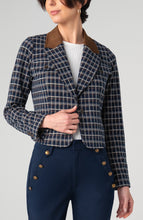 Load image into Gallery viewer, Liverpool Cropped Blazer - Navy Tartan
