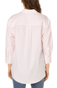 Liverpool Oversized Classic Button Down - Pink Peony Stripe