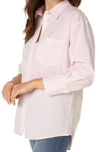 Liverpool Oversized Classic Button Down - Pink Peony Stripe