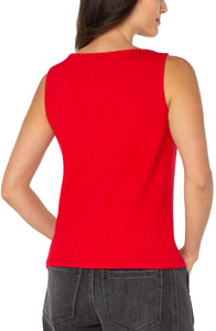 Sleeveless Ribbed Top - Tango Red