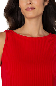 Sleeveless Ribbed Top - Tango Red