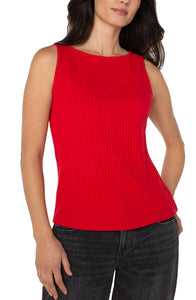 Sleeveless Ribbed Top - Tango Red