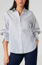 Load image into Gallery viewer, Adjustable Sleeve Button Up- Navy and White
