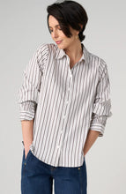 Load image into Gallery viewer, Adjustable Sleeve Button Up- Cream Dark Espresso
