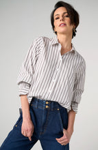 Load image into Gallery viewer, Adjustable Sleeve Button Up- Cream Dark Espresso
