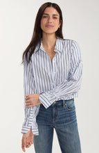 Load image into Gallery viewer, Adjustable Sleeve Button Up- Navy and White
