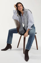 Load image into Gallery viewer, Adjustable Sleeve Button Up- Navy and White
