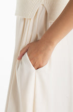 Load image into Gallery viewer, Sleeveless Tie Back with Knit Vest Overlay Dress - Cream
