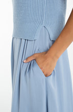 Load image into Gallery viewer, Sleeveless Tie Back with Knit Vest Overlay Dress - Malibu Blue
