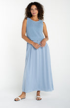 Load image into Gallery viewer, Sleeveless Tie Back with Knit Vest Overlay Dress - Malibu Blue
