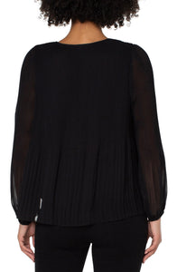 Pleated V-neck Top