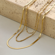 Load image into Gallery viewer, Iris Triple Layer Multi Chain Gold Necklace
