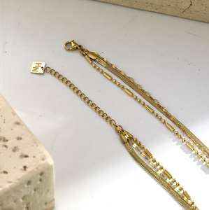 Iris Triple Layer Multi Chain Gold Necklace