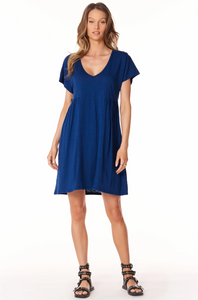 V-Neck Shirred T-shirt Dress