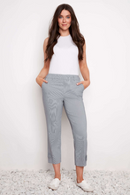 Load image into Gallery viewer, Up! Techno Button Tab Cropped Pant - Navy
