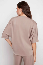 Load image into Gallery viewer, Up! Belize Satin Short Sleeve Top- Almond
