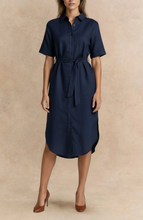 Load image into Gallery viewer, Anna Midi Shirt Dress - Navy
