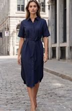 Load image into Gallery viewer, Anna Midi Shirt Dress - Navy
