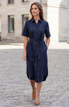 Load image into Gallery viewer, Anna Midi Shirt Dress - Navy
