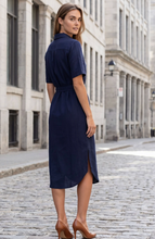 Load image into Gallery viewer, Anna Midi Shirt Dress - Navy
