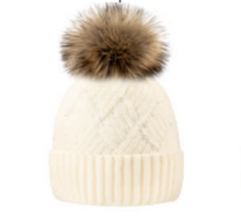 Load image into Gallery viewer, Cable Knit Pearl Pom Toque
