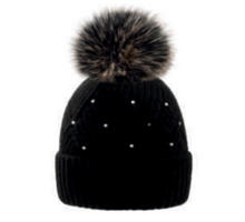 Load image into Gallery viewer, Cable Knit Pearl Pom Toque
