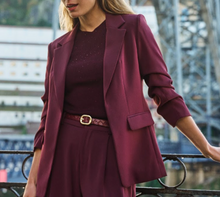 Load image into Gallery viewer, Gathered Sleeve City Blazer- Merlot
