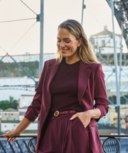 Load image into Gallery viewer, Gathered Sleeve City Blazer- Merlot
