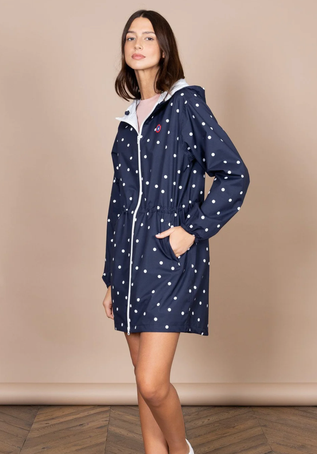 Amelot packable polka dot raincoat